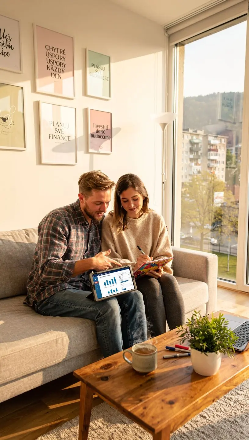 Diagram znázorňující kroky k vytvoření finančního plánu a pravidelnému spoření