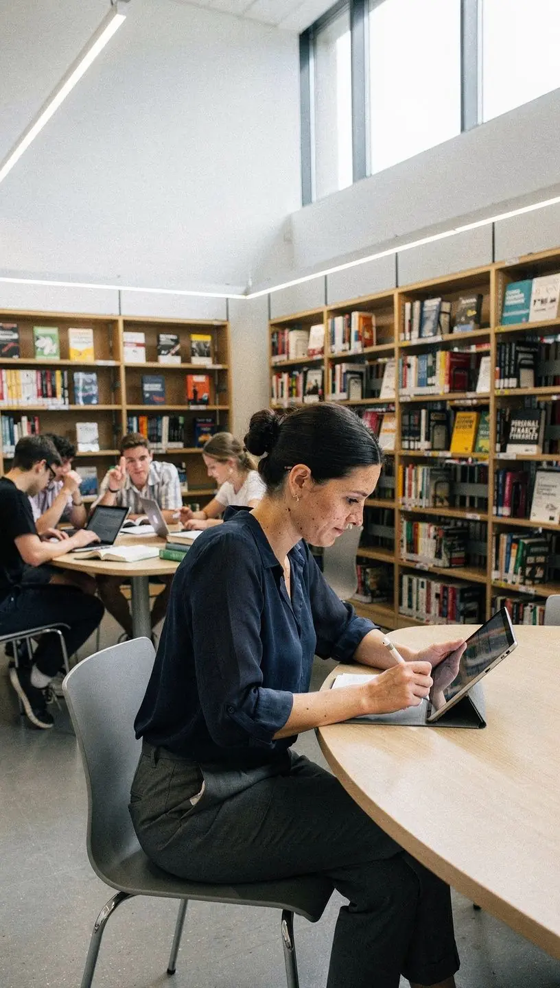 Obrázek člověka pracujícího na počítači s otevřeným blogem o osobních financích